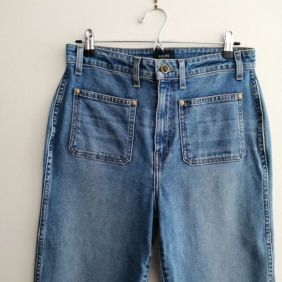 Khaite Raquel Patch Pocket Crop Flare Jeans In Vintage Blue 30 - Picture 5 of 16